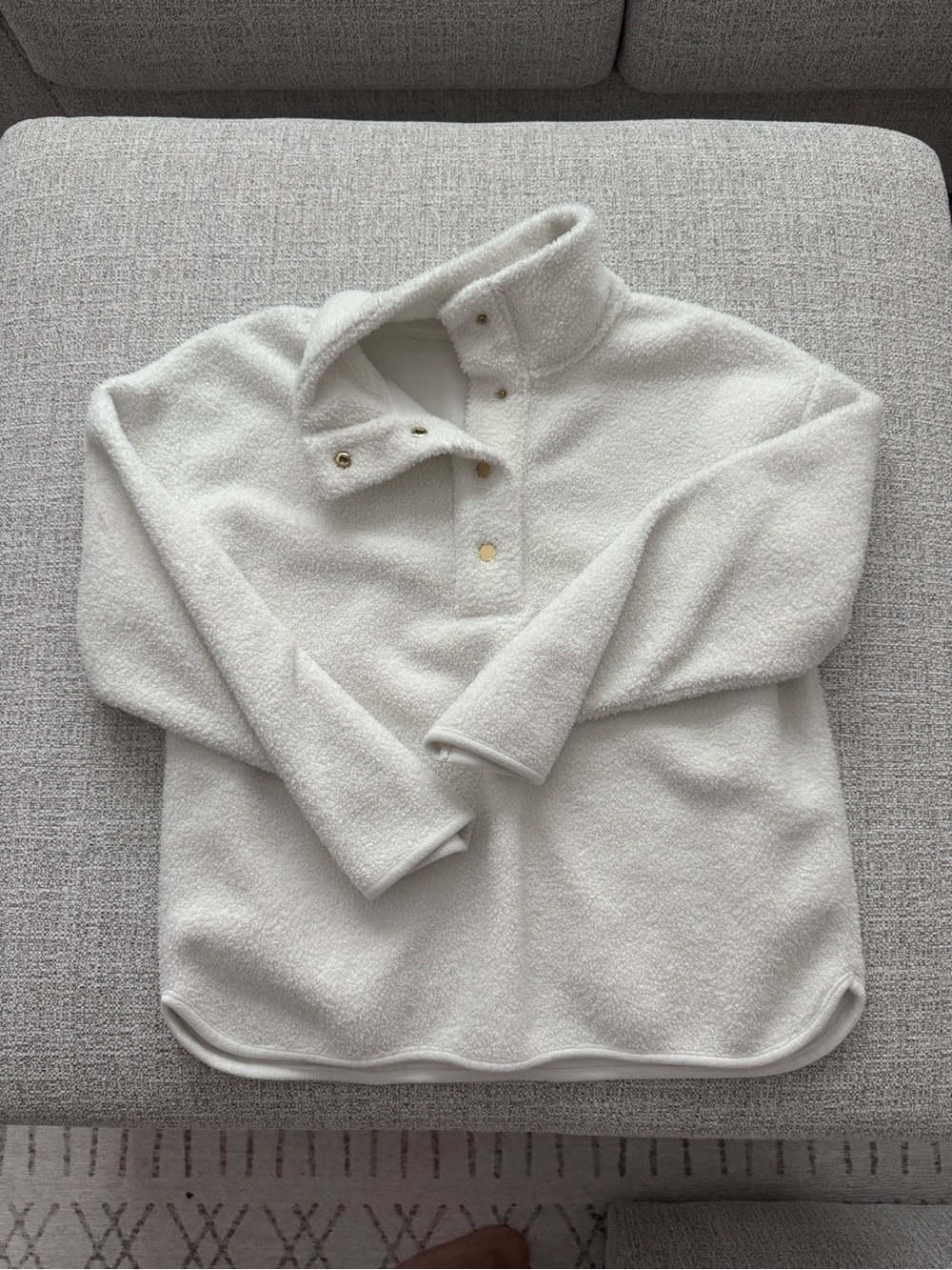 J. Crew Factory Cream Sherpa Snap-Front Turtleneck Pullover